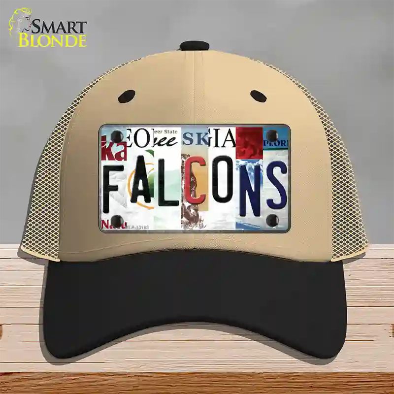 Falcons Strip Art Novelty License Plate Hat Tag Mesh / Khaki|Black