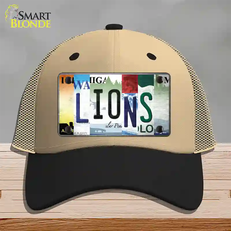 Lions Strip Art Novelty License Plate Hat Tag Mesh / Khaki|Black