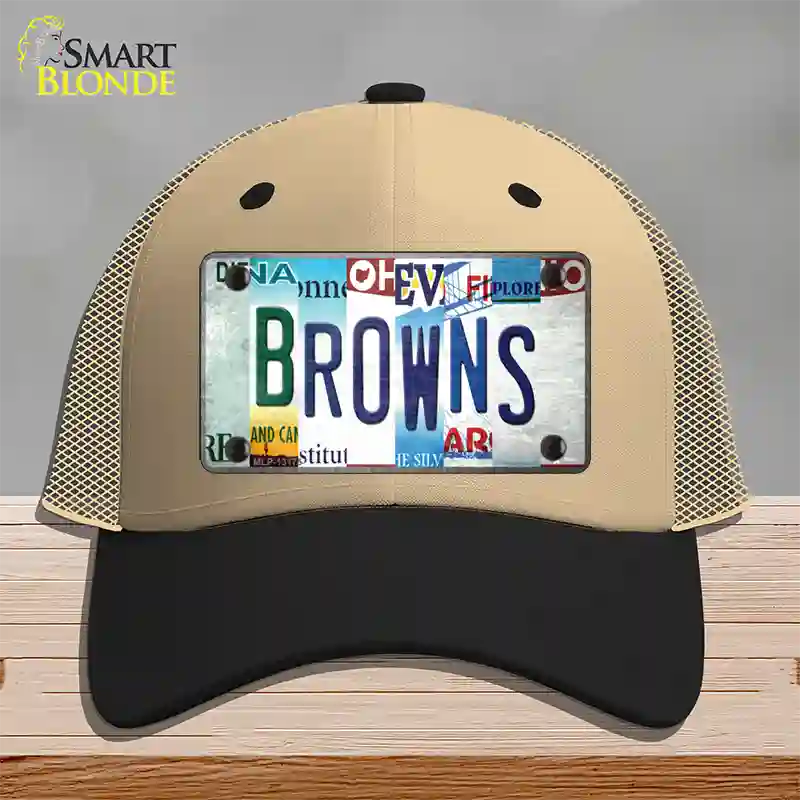 Browns Strip Art Novelty License Plate Hat Tag Mesh / Khaki|Black