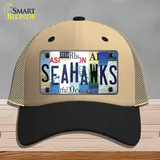 Seahawks Strip Art Novelty License Plate Hat Tag Mesh / Khaki|Black