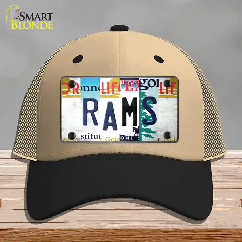 Rams Strip Art Novelty License Plate Hat Tag Mesh / Khaki|Black