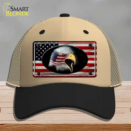 American Flag Eagle Novelty License Plate Hat Mesh / Khaki|Black