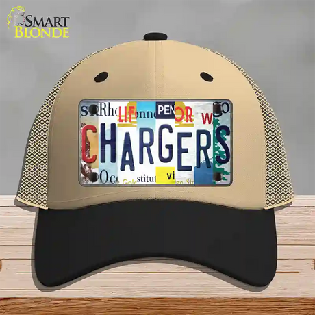 Chargers Strip Art Novelty License Plate Hat Tag Mesh / Khaki|Black