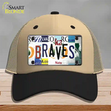 Braves Strip Art Novelty License Plate Hat Tag Mesh / Khaki|Black