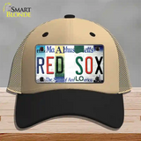 Red Sox Strip Art Novelty License Plate Hat Tag Mesh / Khaki|Black