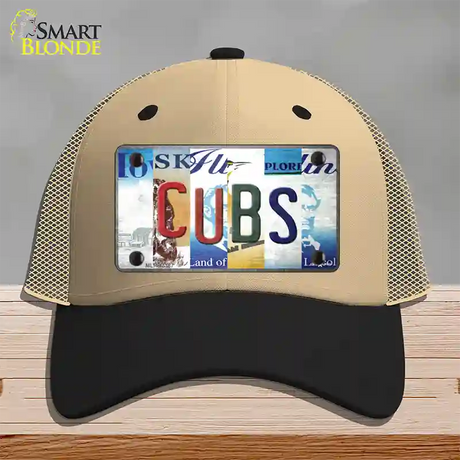 Cubs Strip Art Novelty License Plate Hat Tag Mesh / Khaki|Black