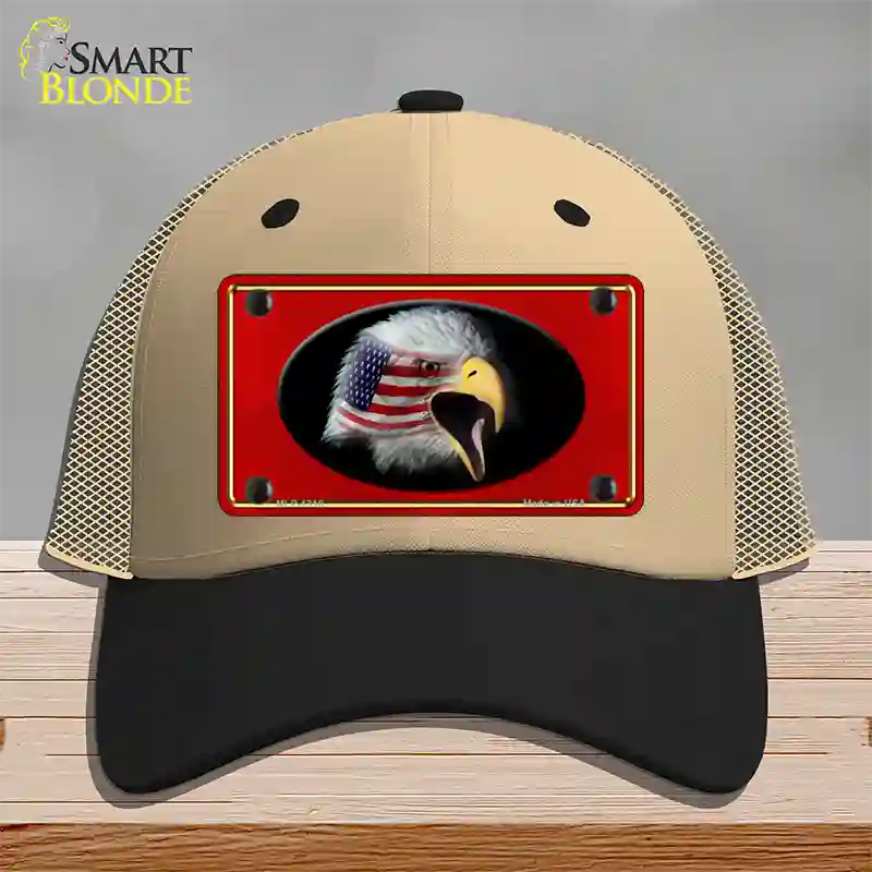 American Flag Eagle Red Novelty License Plate Hat Mesh / Khaki|Black