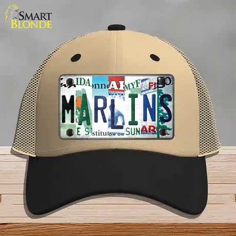 Marlins Strip Art Novelty License Plate Hat Tag Mesh / Khaki|Black