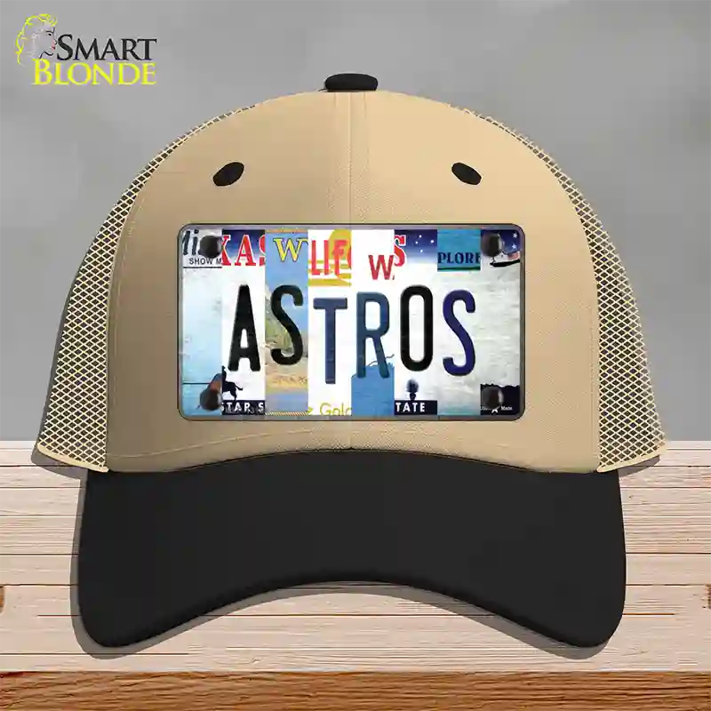 Astros Strip Art Novelty License Plate Hat Tag Mesh / Khaki|Black