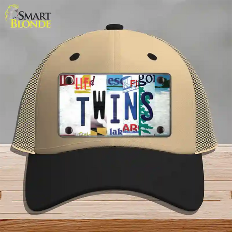 Twins Strip Art Novelty License Plate Hat Tag Mesh / Khaki|Black