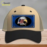 American Flag Eagle Blue Novelty License Plate Hat Mesh / Khaki|Black