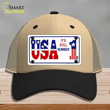 USA Still 1 Novelty License Plate Hat Mesh / Khaki|Black