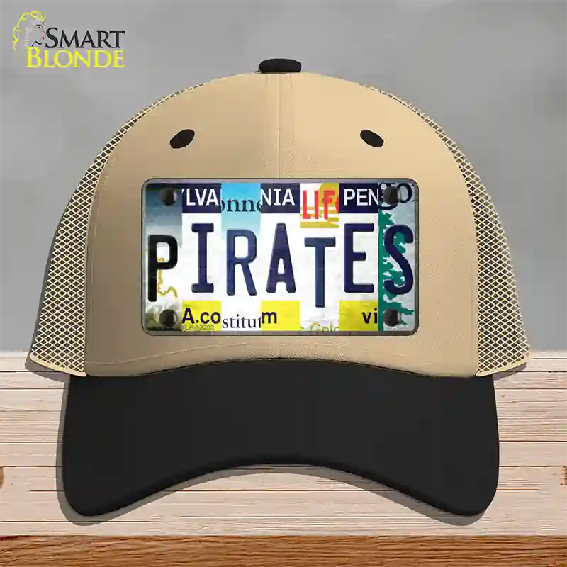 Pirates Strip Art Novelty License Plate Hat Tag Mesh / Khaki|Black