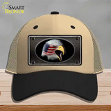 American Flag Eagle Black Novelty License Plate Hat Mesh / Khaki|Black