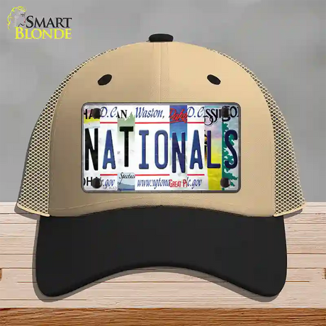 Nationals Strip Art Novelty License Plate Hat Tag Mesh / Khaki|Black