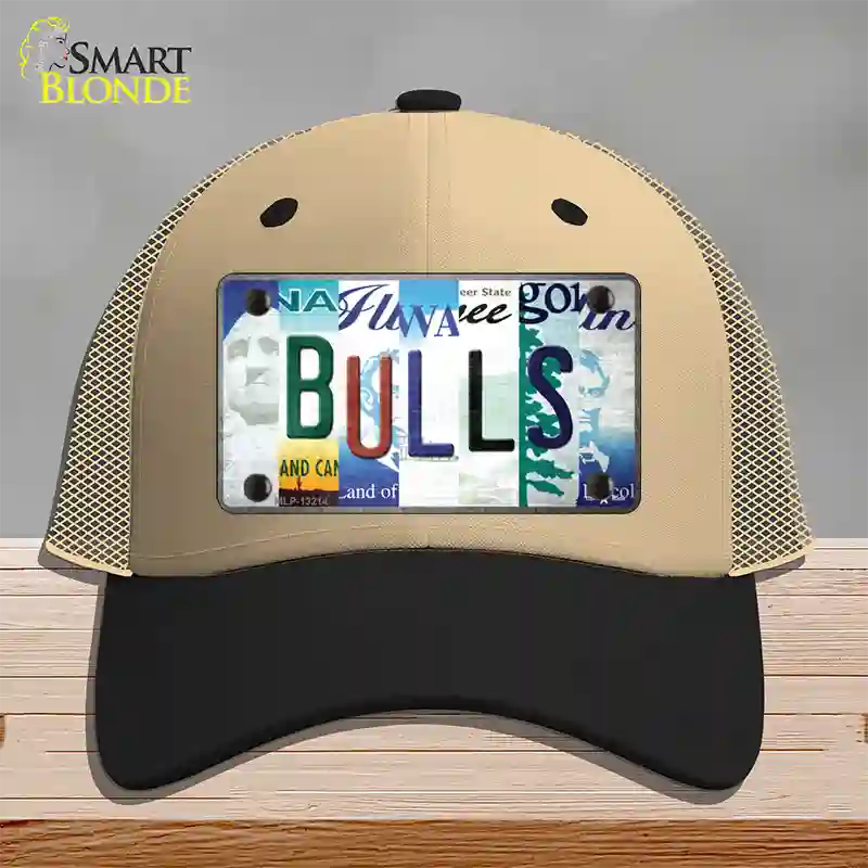 Bulls Strip Art Novelty License Plate Hat Tag Mesh / Khaki|Black