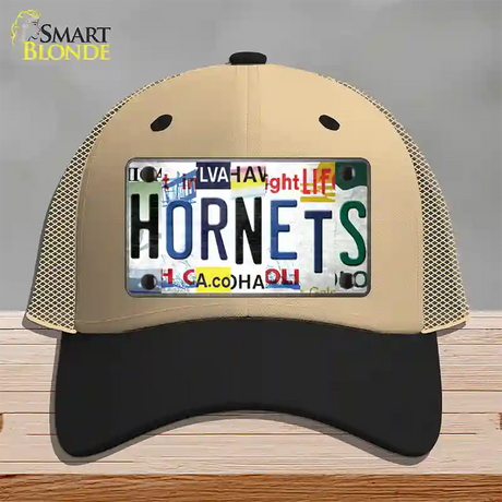 Hornets Strip Art Novelty License Plate Hat Tag Mesh / Khaki|Black