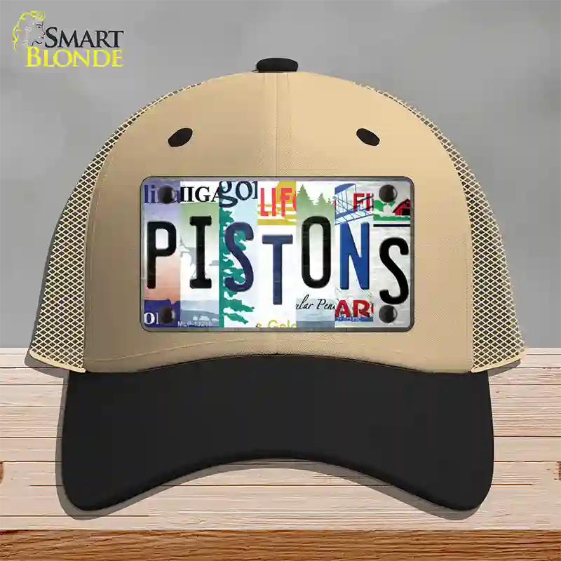 Pistons Strip Art Novelty License Plate Hat Tag Mesh / Khaki|Black