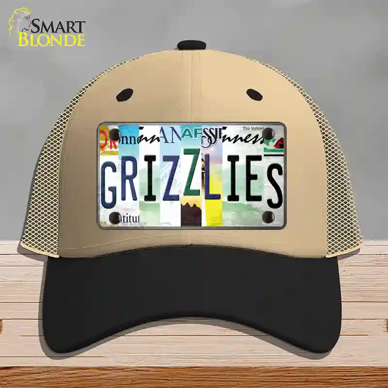 Grizzlies Strip Art Novelty License Plate Hat Tag Mesh / Khaki|Black