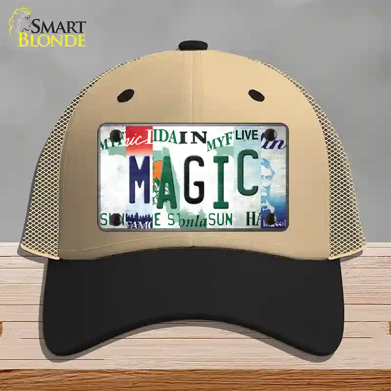 Magic Strip Art Novelty License Plate Hat Tag Mesh / Khaki|Black