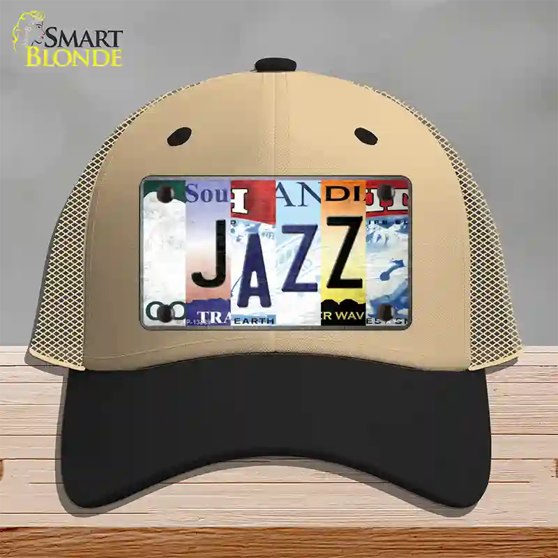 Jazz Strip Art Novelty License Plate Hat Tag Mesh / Khaki|Black