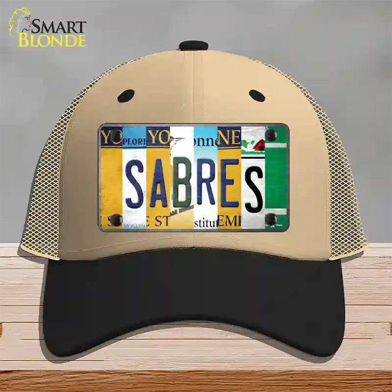 Sabres Strip Art Novelty License Plate Hat Tag Mesh / Khaki|Black