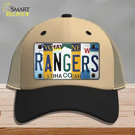 Rangers Hockey Strip Art Novelty License Plate Hat Tag Mesh / Khaki|Black