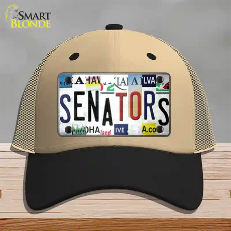 Senators Strip Art Novelty License Plate Hat Tag Mesh / Khaki|Black