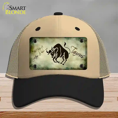 Taurus Zodiac Novelty License Plate Hat Mesh / Khaki|Black