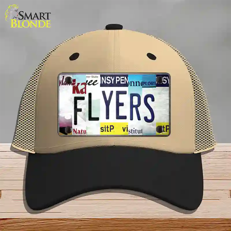 Flyers Strip Art Novelty License Plate Hat Tag Mesh / Khaki|Black