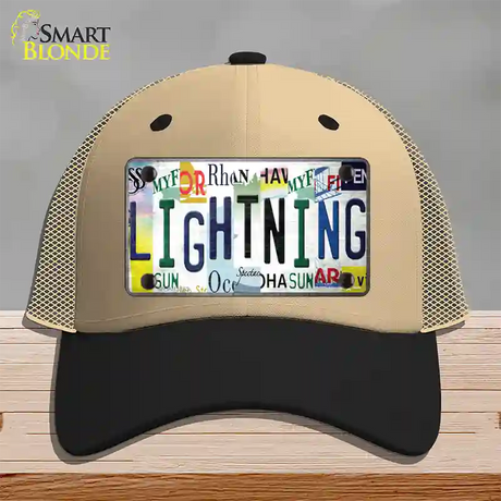 Lightning Strip Art Novelty License Plate Hat Tag Mesh / Khaki|Black