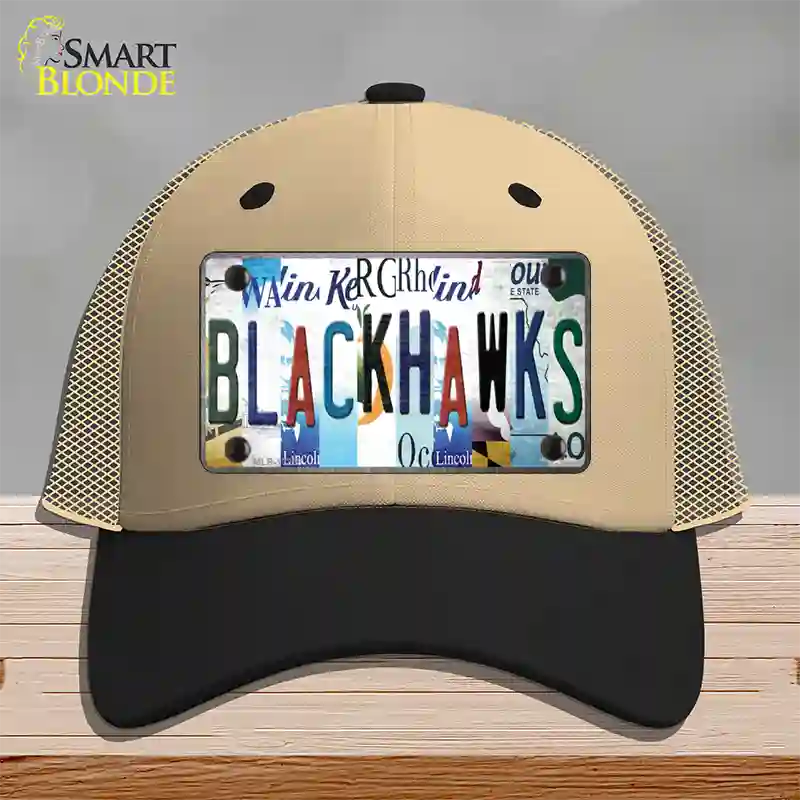 Blackhawks Strip Art Novelty License Plate Hat Tag Mesh / Khaki|Black