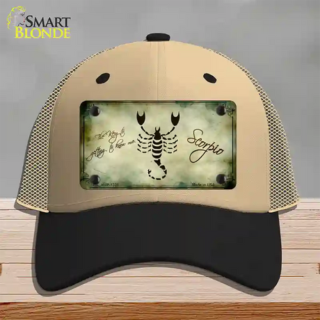 Scorpio Zodiac Novelty License Plate Hat Mesh / Khaki|Black