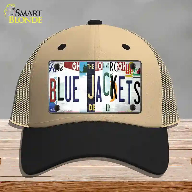 Blue Jackets Strip Art Novelty License Plate Hat Tag Mesh / Khaki|Black