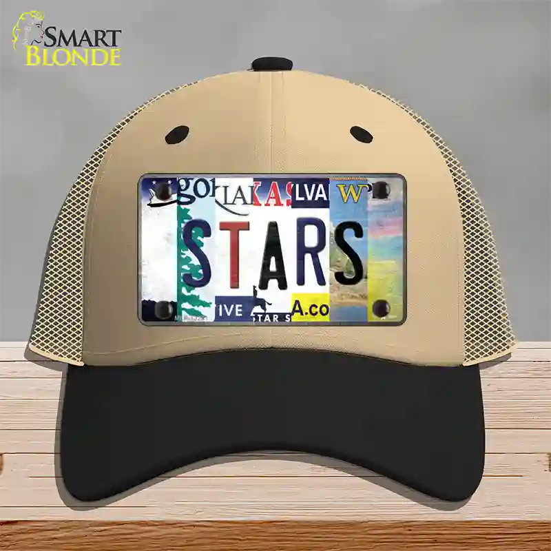 Stars Strip Art Novelty License Plate Hat Tag Mesh / Khaki|Black