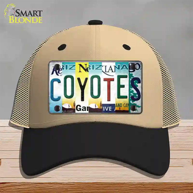 Coyotes Strip Art Novelty License Plate Hat Tag Mesh / Khaki|Black