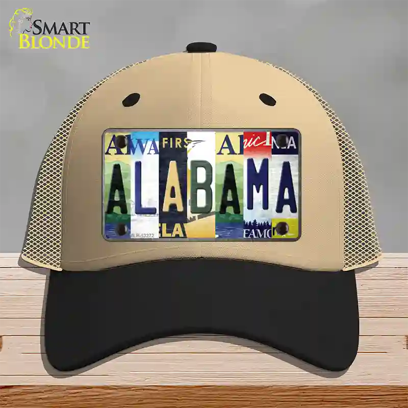 Alabama Strip Art Novelty License Plate Hat Tag Mesh / Khaki|Black