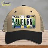 Auburn Strip Art Novelty License Plate Hat Tag Mesh / Khaki|Black