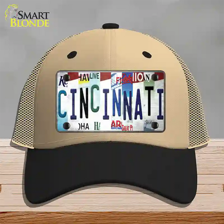 Cincinnati Strip Art Novelty License Plate Hat Tag Mesh / Khaki|Black