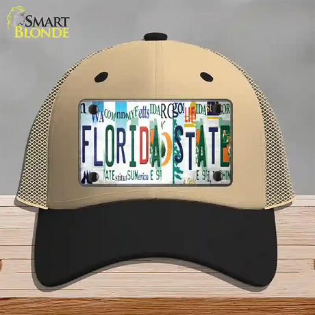 Florida State Strip Art Novelty License Plate Hat Tag Mesh / Khaki|Black