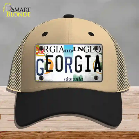 Georgia Strip Art Novelty License Plate Hat Tag Mesh / Khaki|Black