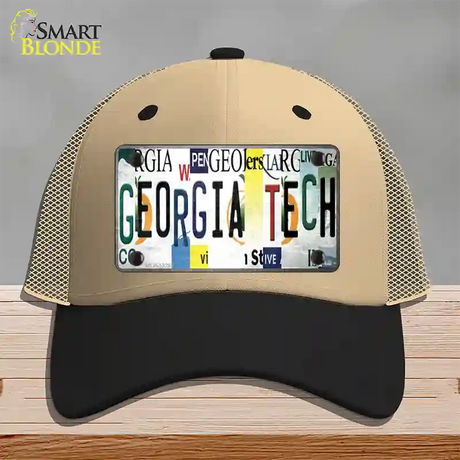 Georgia Tech Strip Art Novelty License Plate Hat Tag Mesh / Khaki|Black