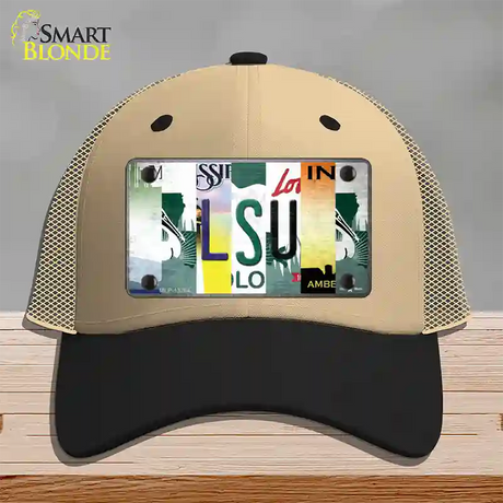 LSU Strip Art Novelty License Plate Hat Tag Mesh / Khaki|Black