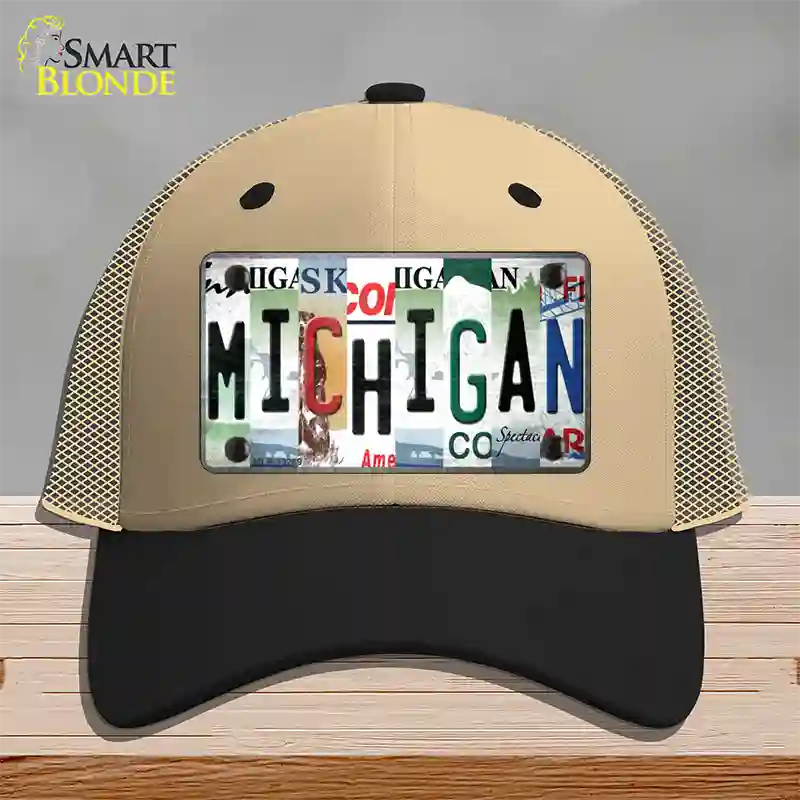 Michigan Strip Art Novelty License Plate Hat Tag Mesh / Khaki|Black