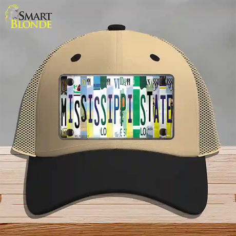 Mississippi State Strip Art Novelty License Plate Hat Tag Mesh / Khaki|Black