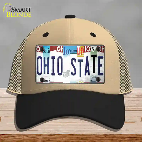 Ohio State Strip Art Novelty License Plate Hat Tag Mesh / Khaki|Black