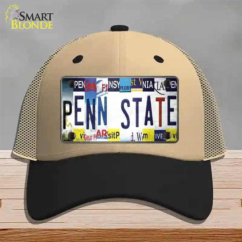 Penn State Strip Art Novelty License Plate Hat Tag Mesh / Khaki|Black