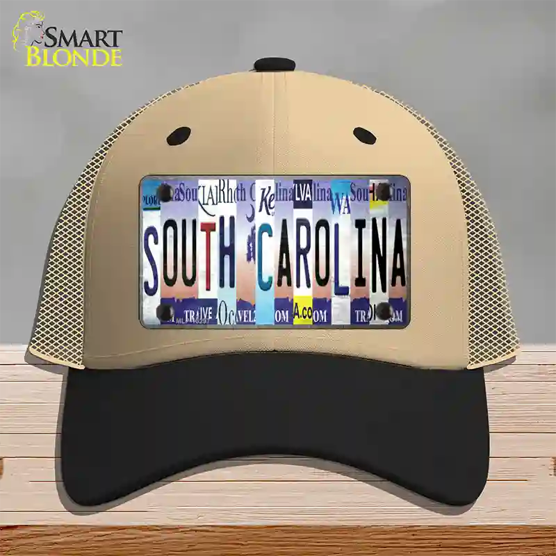 South Carolina Strip Art Novelty License Plate Hat Tag Mesh / Khaki|Black