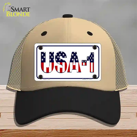 USA 1 Novelty License Plate Hat Mesh / Khaki|Black