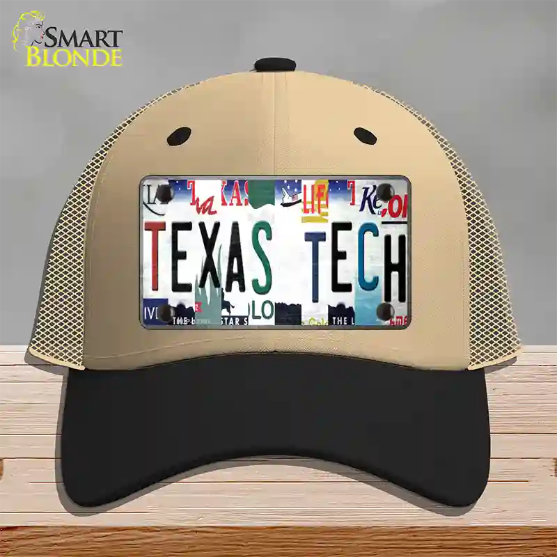 Texas Tech Strip Art Novelty License Plate Hat Tag Mesh / Khaki|Black